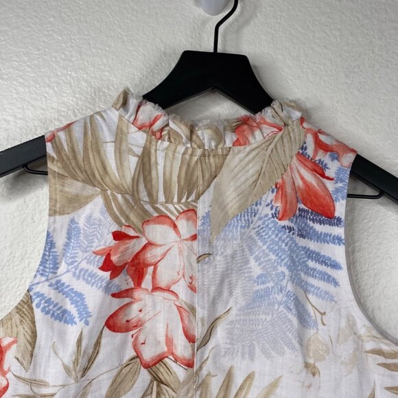 Tommy Bahama Womens Two Palms Ruffle Linen Shift Dress Multicolor Tropical Sz XS - Picture 12 of 16